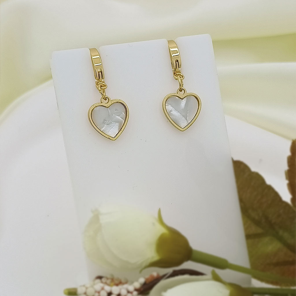 Gold heart dangle earrings