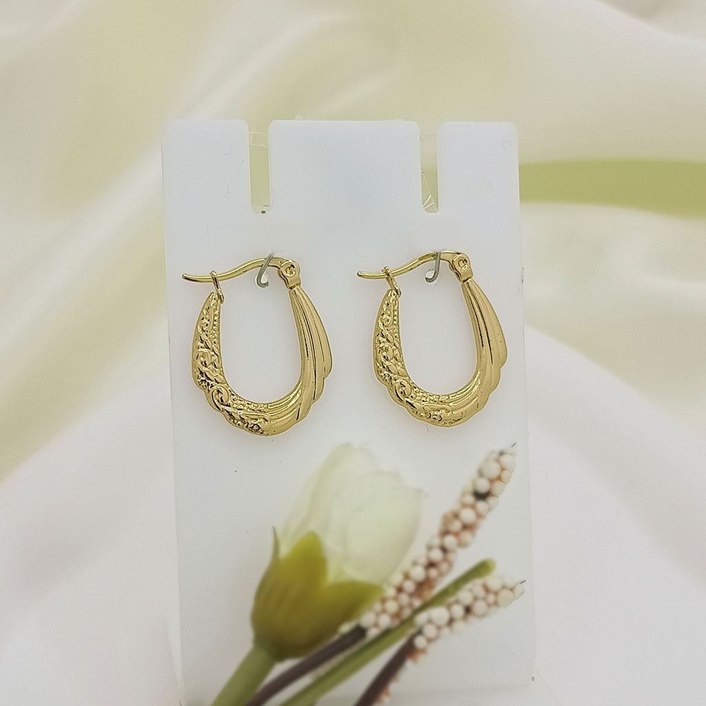 Engraved gold-toned hoop earrings