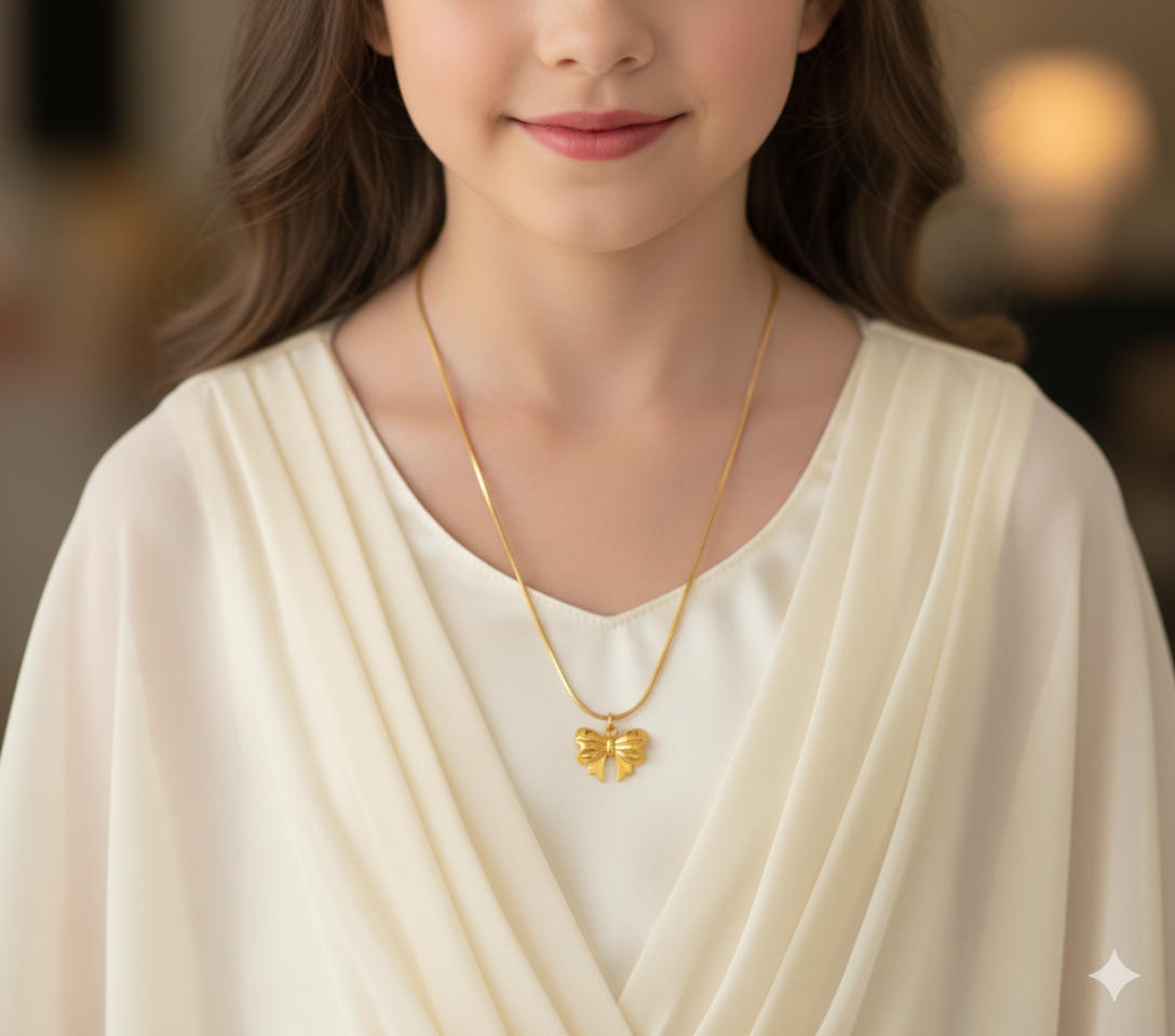 Gold Bow Pendant Necklace – Elegant Minimalist Jewelry