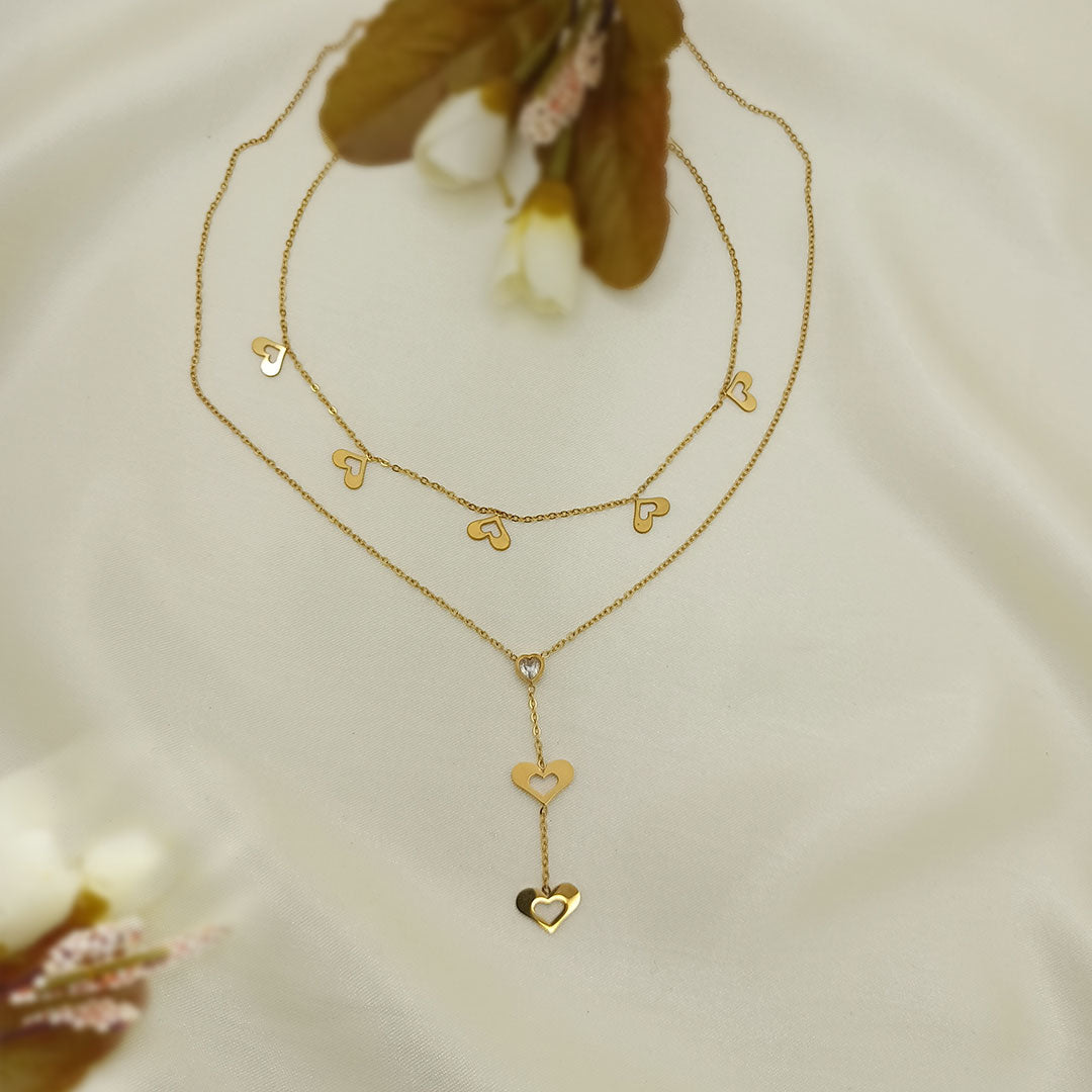 Layered Heart Pendant Necklace.