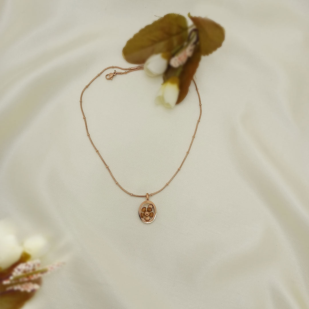 Rose gold floral pendant necklace