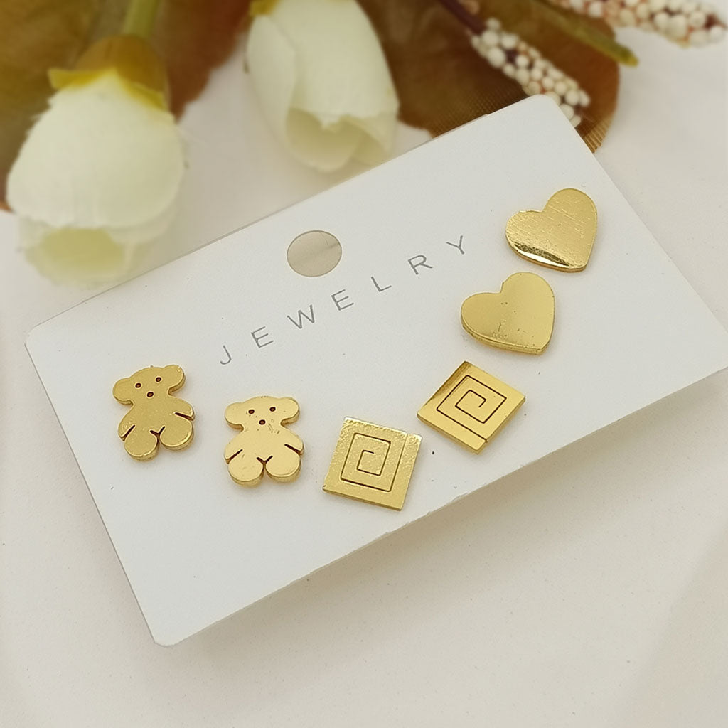 Multi-shape stud earrings (combo set)
