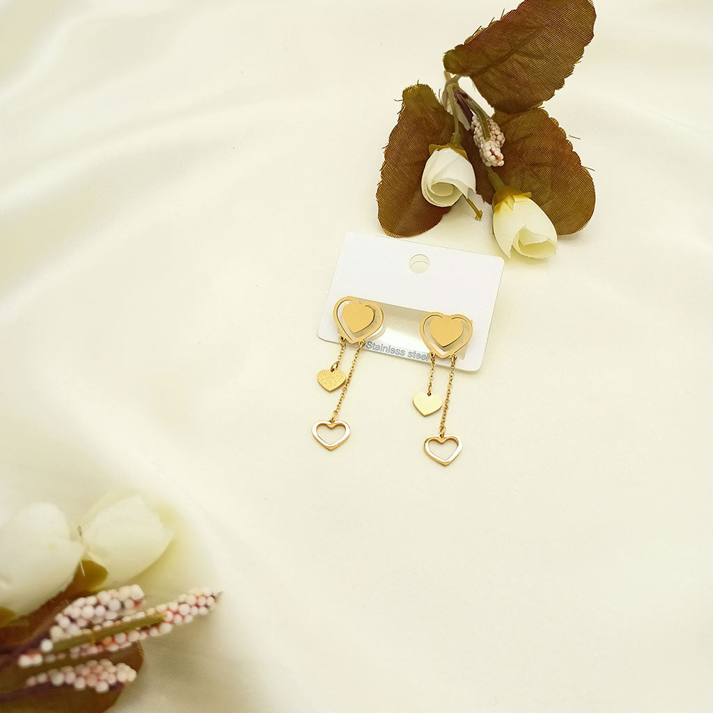 Triple Heart Dangle Earrings