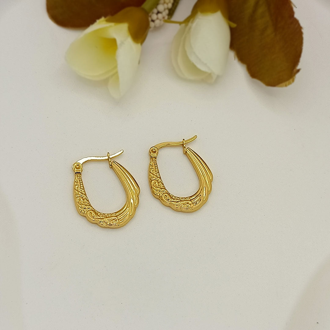 Engraved gold-toned hoop earrings