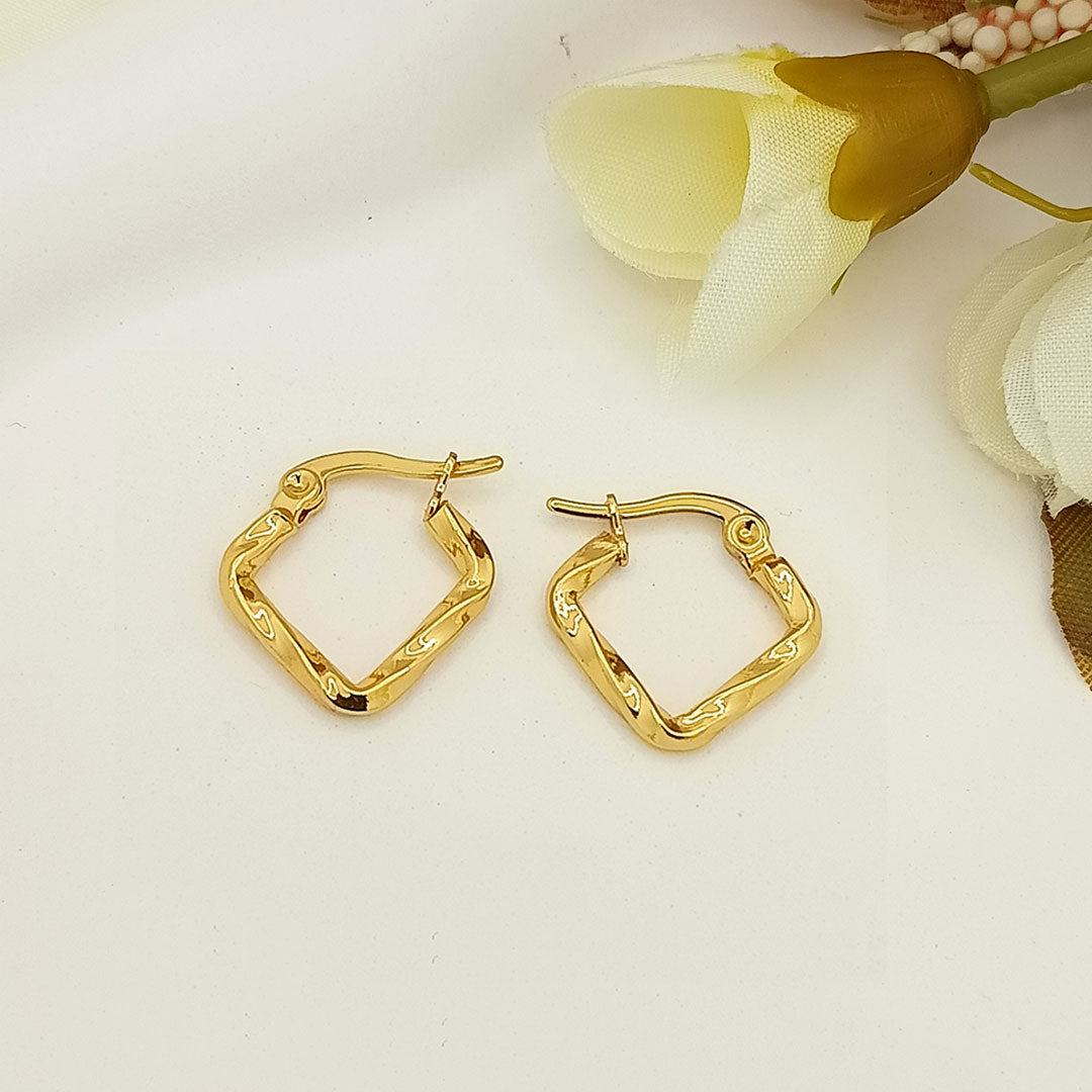 Gold Twisted Square Hoop Earrings