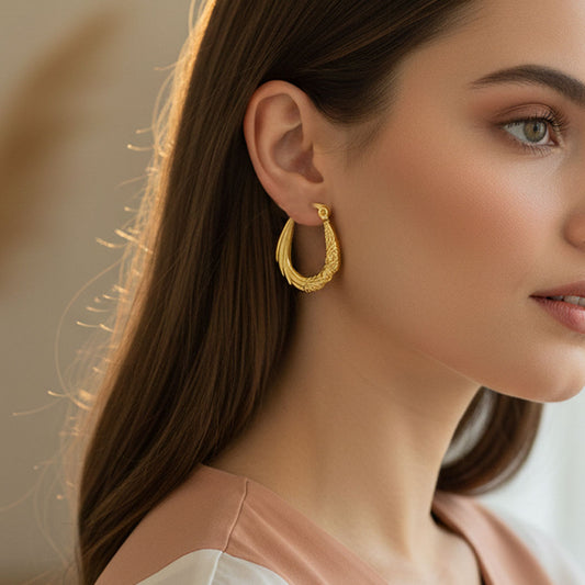 Engraved gold-toned hoop earrings