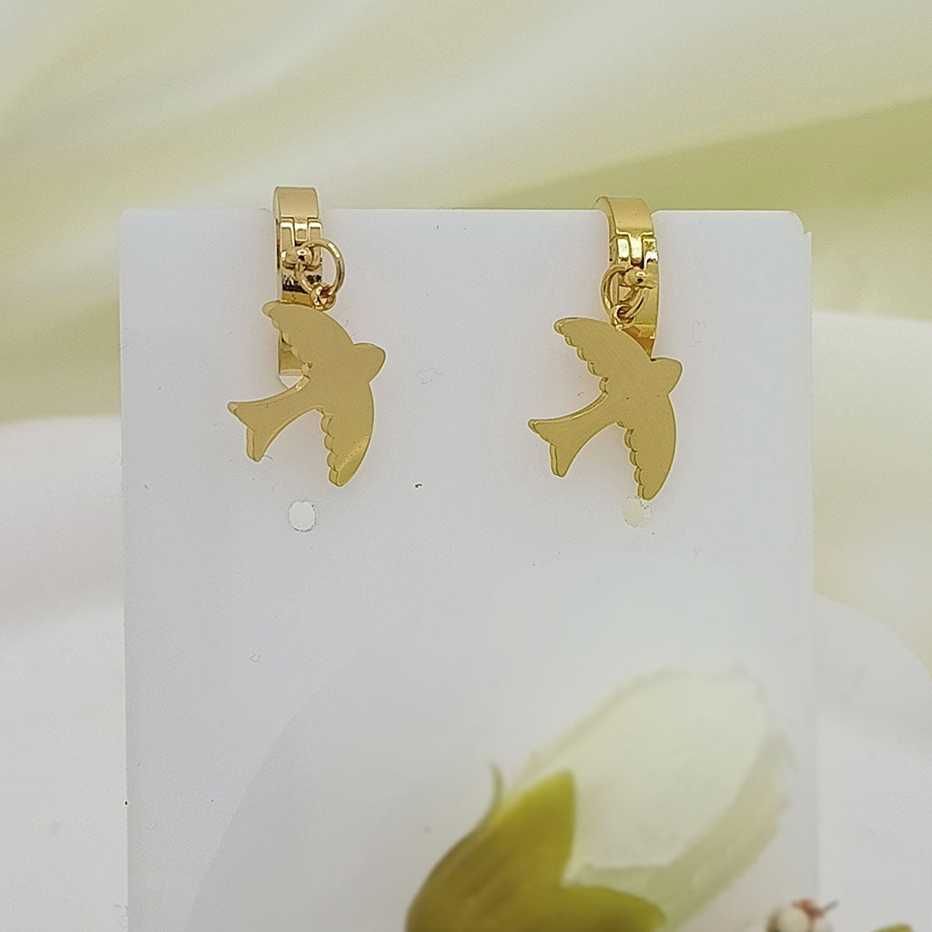 Gold bird drop earrings