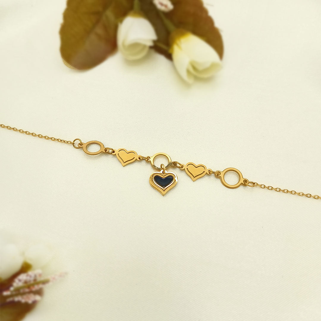 Gold Heart Charm Bracelet