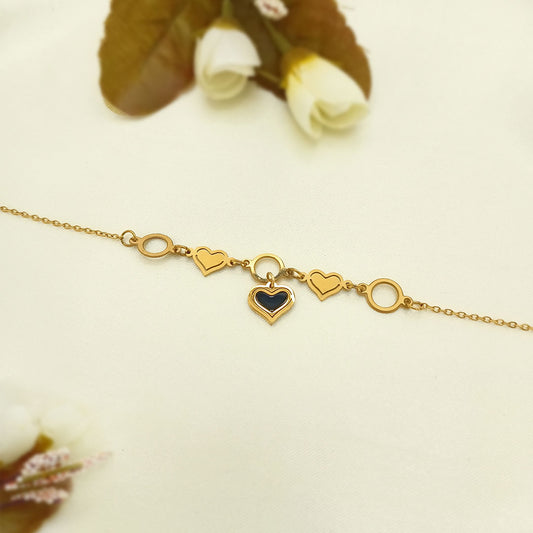 Gold Heart Charm Bracelet