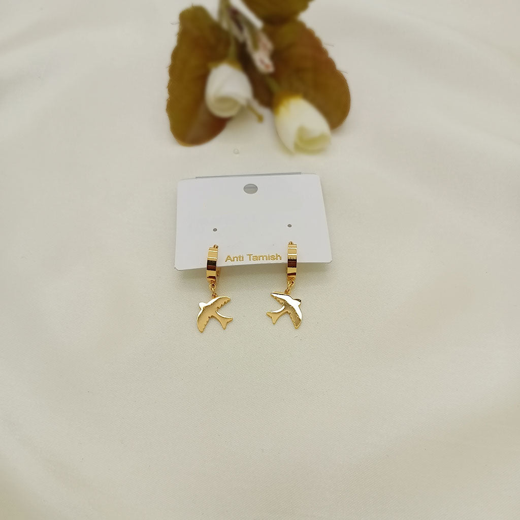 Gold bird drop earrings