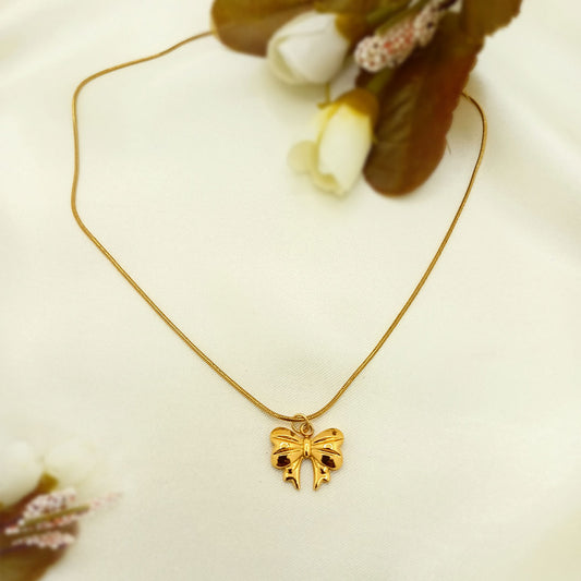 Gold Bow Pendant Necklace – Elegant Minimalist Jewelry