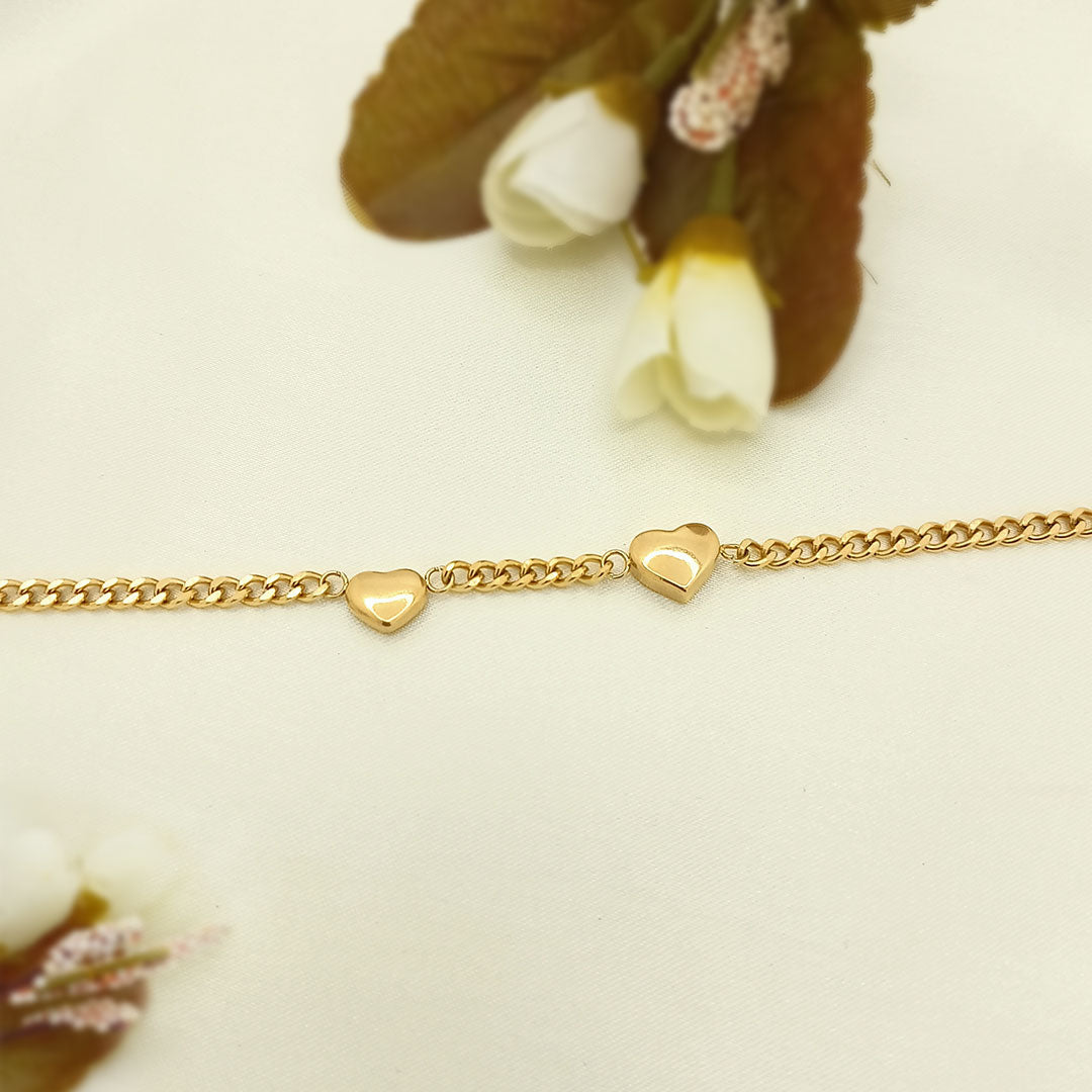 Gold Heart Chain Bracelet