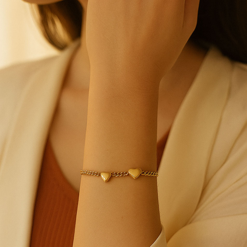 Gold Heart Chain Bracelet