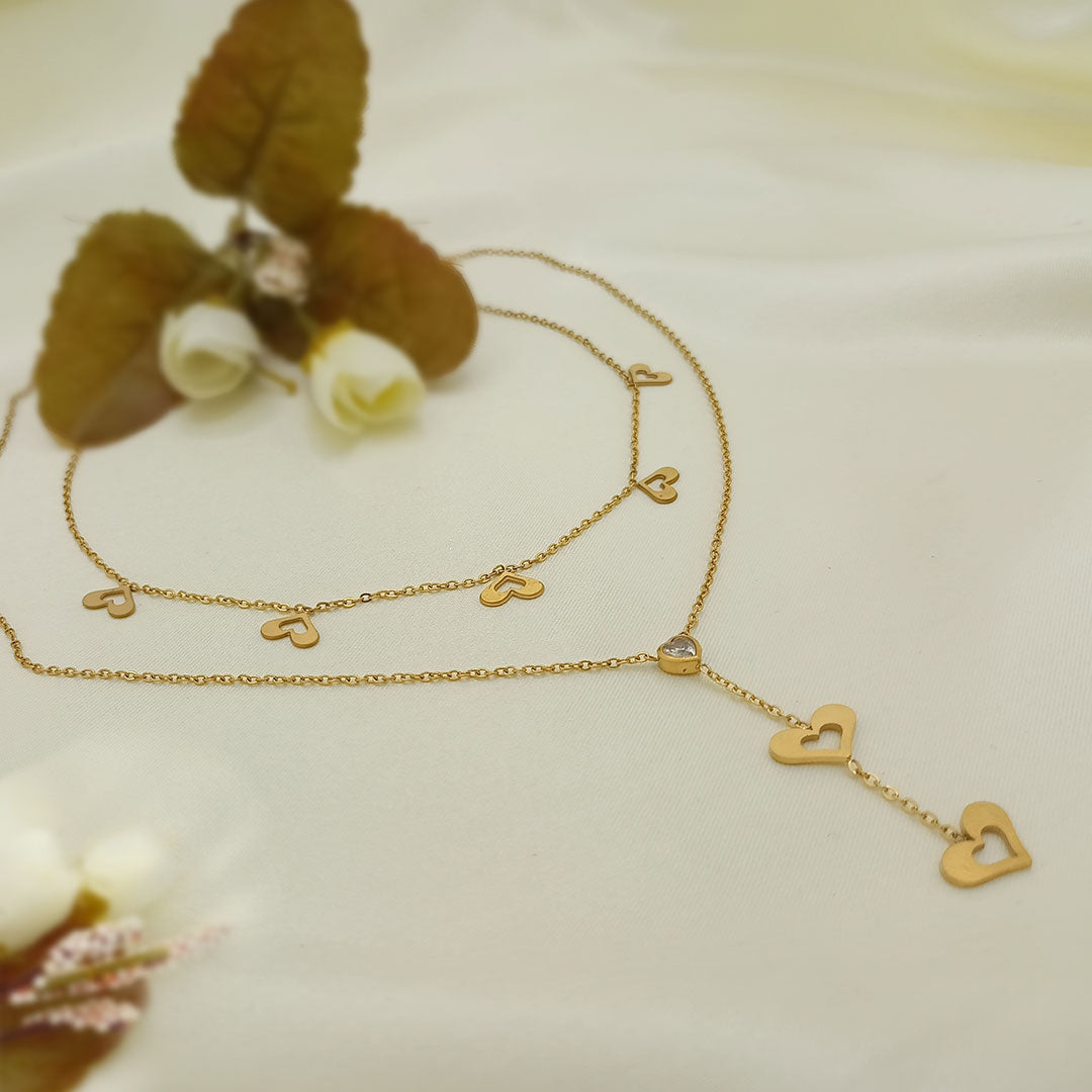 Layered Heart Pendant Necklace.