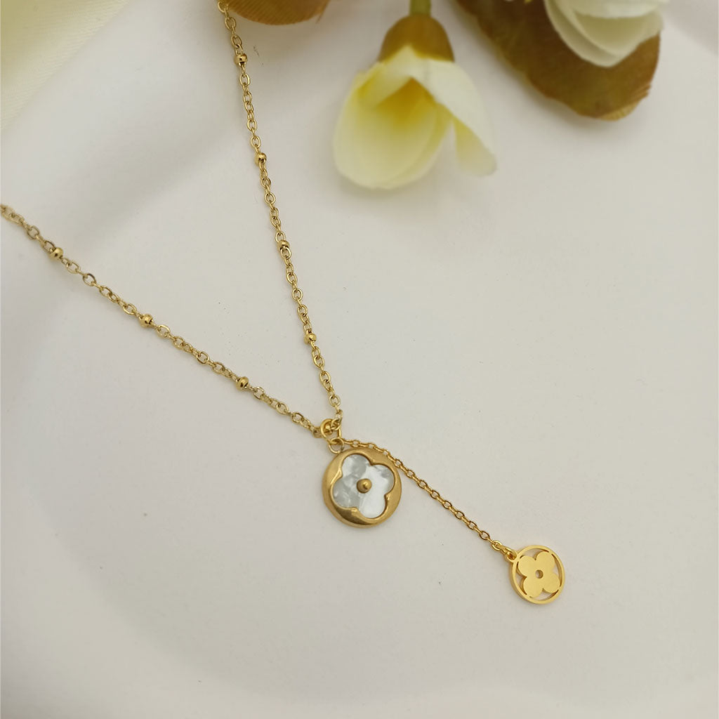 Mother of Pearl Clover Drop Necklace