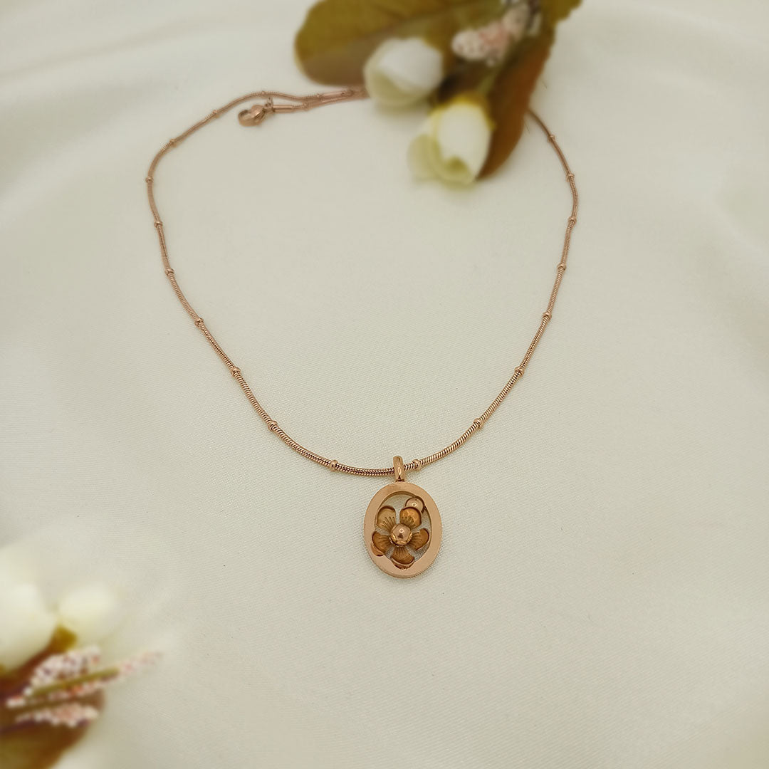 Rose gold floral pendant necklace