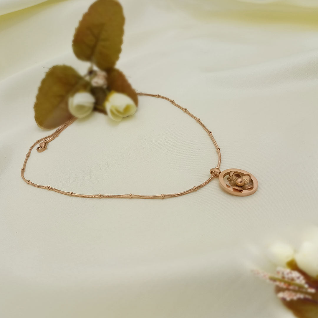 Rose gold floral pendant necklace