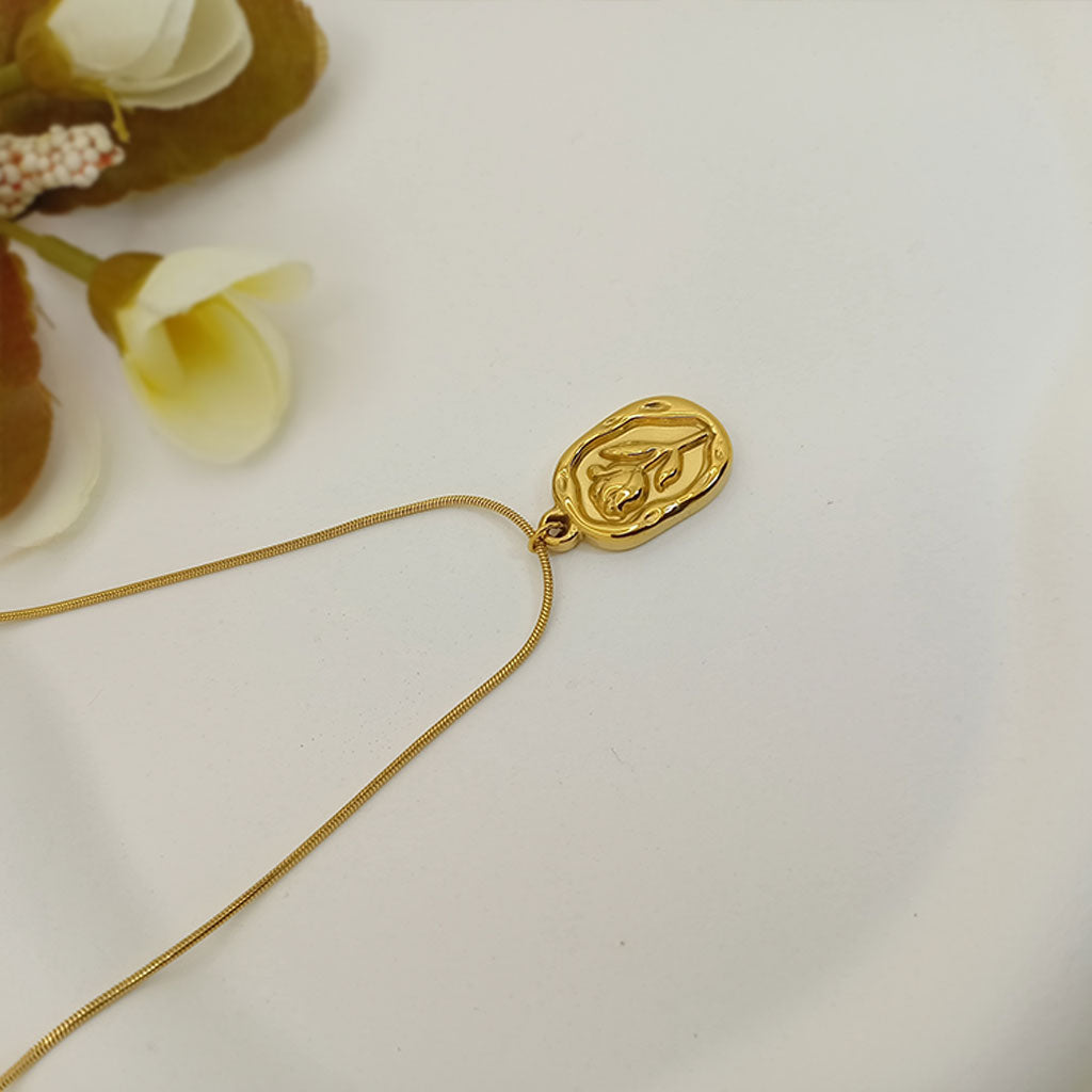 Vintage Wax Seal Floral Pendant Necklace