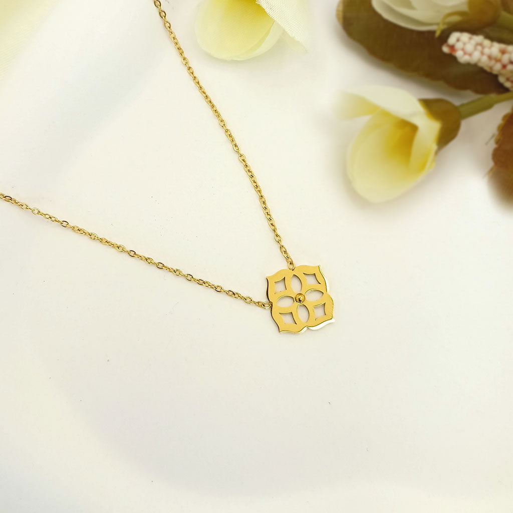 Geometric floral cut-out pendant