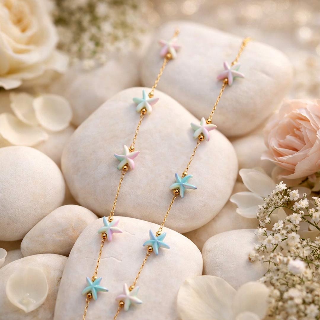 starfish charm station necklace starfish charm station necklace