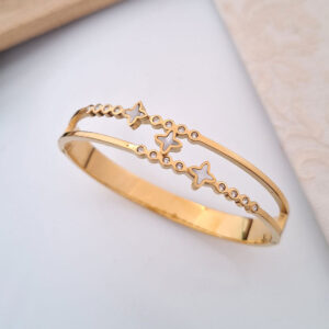 twin layer star crystal anti tarnish gold bangle