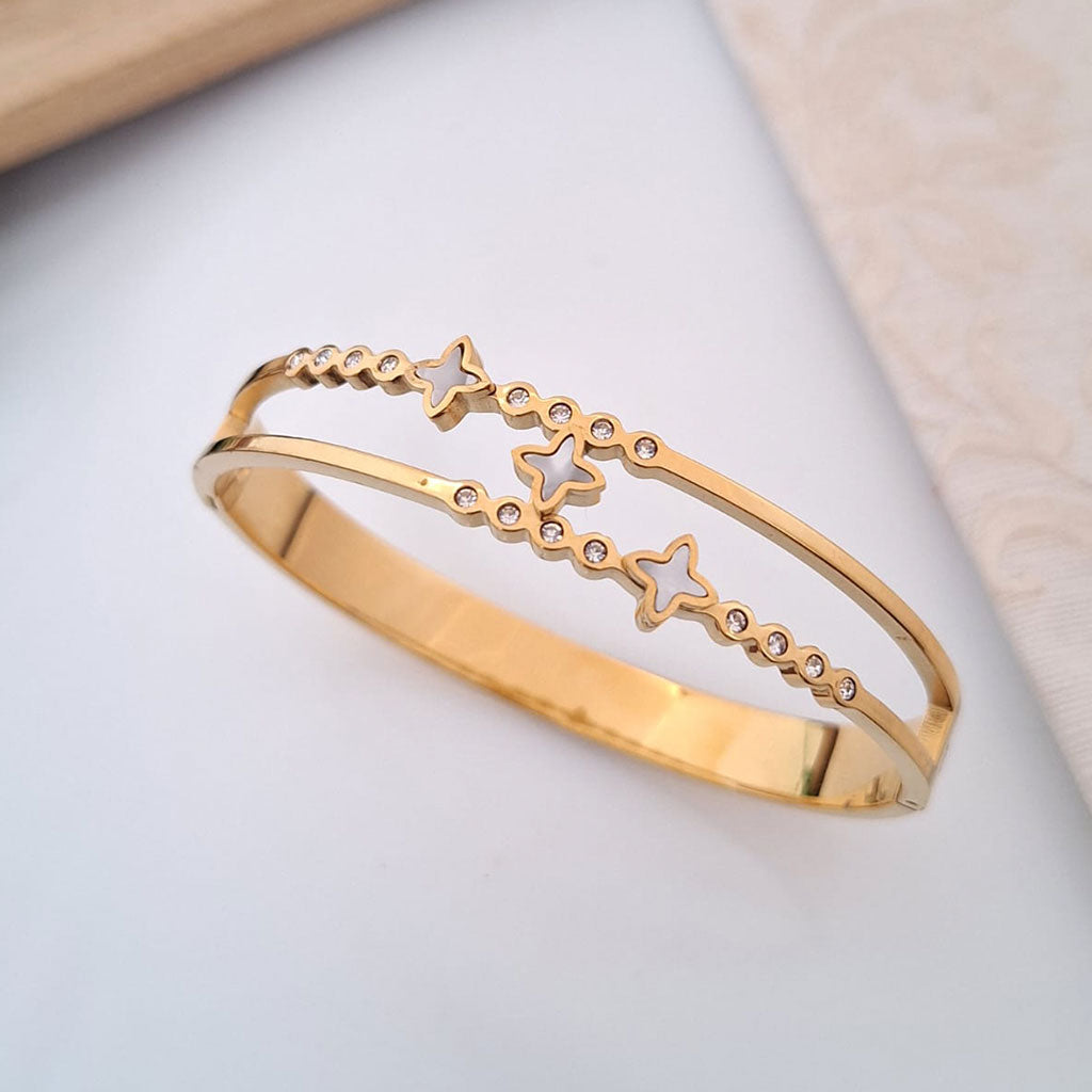 twin layer star crystal anti tarnish gold bangle twin layer star crystal anti tarnish gold bangle