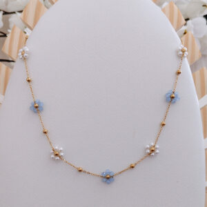 floral pearl beaded necklace