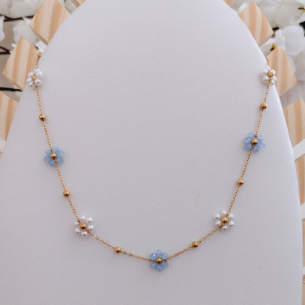 floral pearl beaded necklace floral pearl beaded necklace