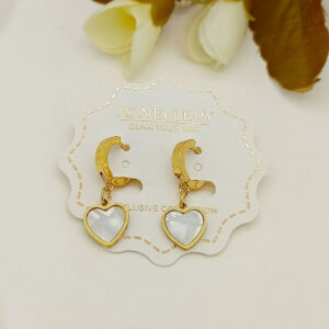 gold heart dangle earrings