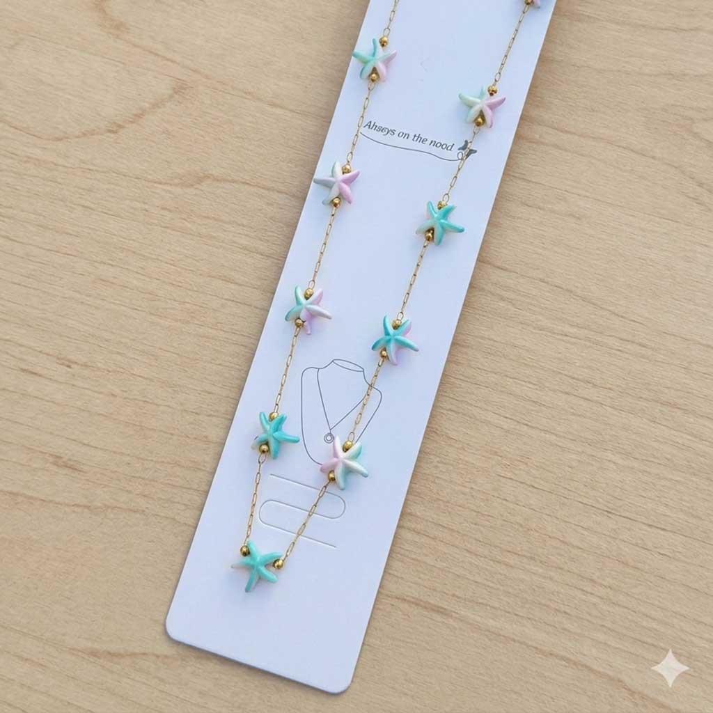 starfish charm station necklace starfish charm station necklace