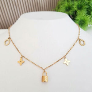 lock charm floral anti tarnish gold necklace