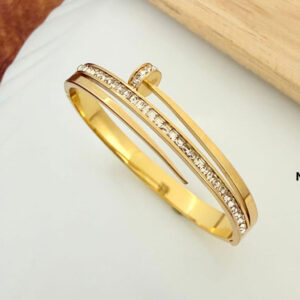 crystal nail wrap anti tarnish gold bangle