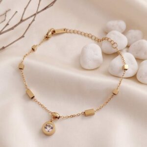 crystal drop minimal chain bracelet