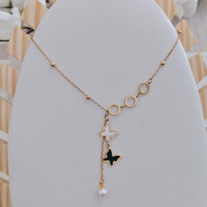 butterfly drop charm y necklace
