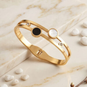 black and white enamel bangle ( free size)