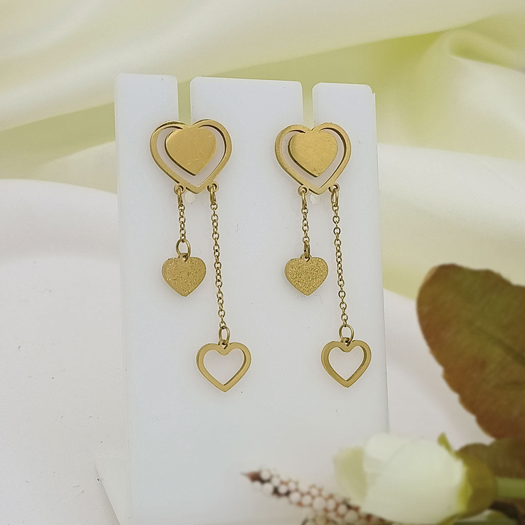 triple heart dangle earrings triple heart dangle earrings