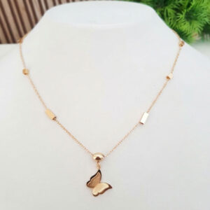 butterfly charm geometric link anti tarnish gold necklace