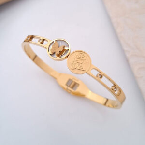 butterfly medallion anti tarnish gold bangle