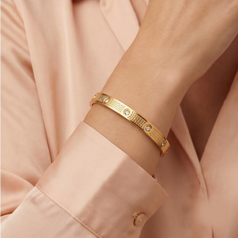 crystal studded textured anti tarnish gold bangle crystal studded textured anti tarnish gold bangle