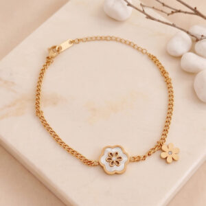 minimal floral charm bracelet