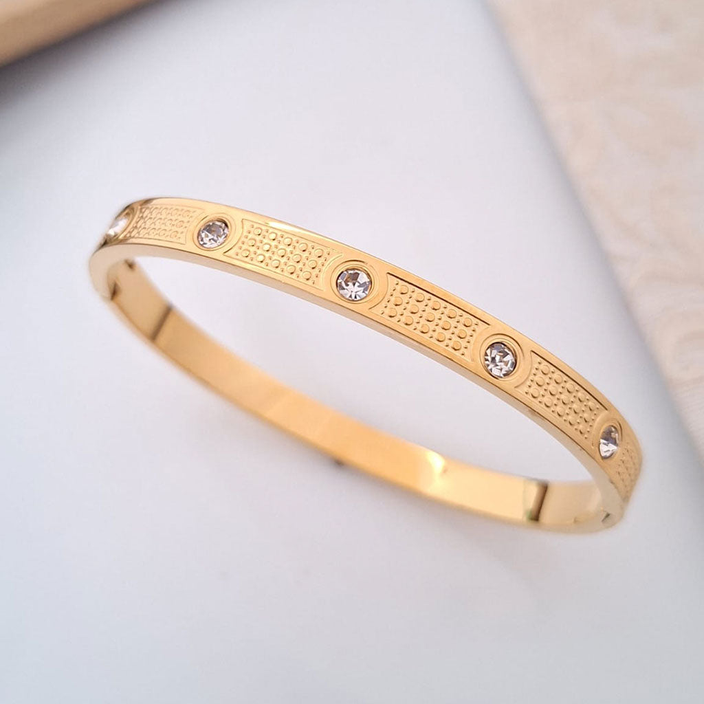 crystal studded textured anti tarnish gold bangle crystal studded textured anti tarnish gold bangle