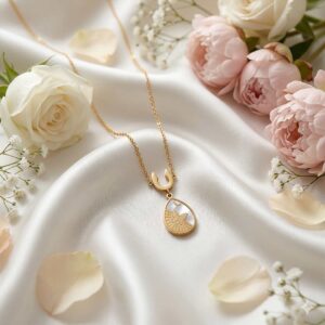 butterfly pearl teardrop anti tarnish gold necklace