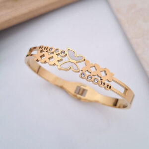butterfly lattice crystal anti tarnish gold bangle