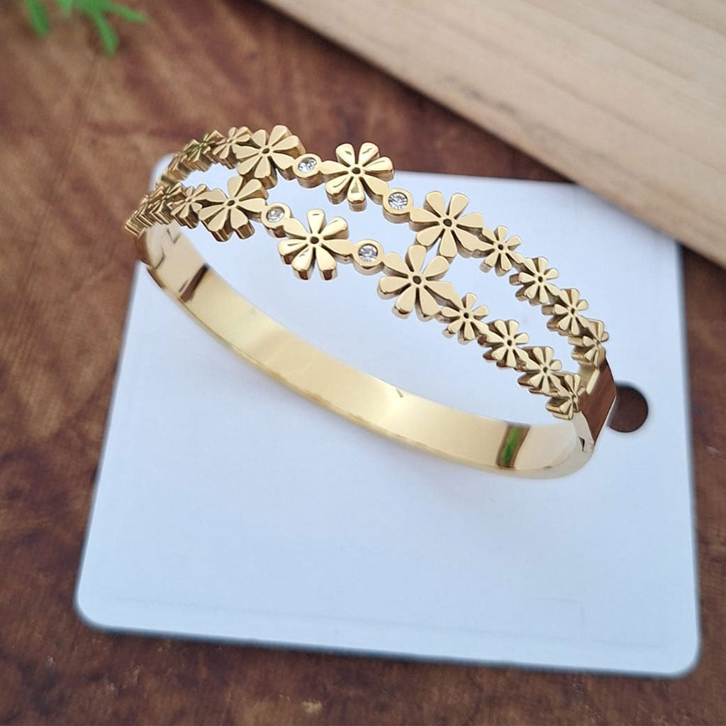dual floral crystal vine anti tarnish gold bangle dual floral crystal vine anti tarnish gold bangle