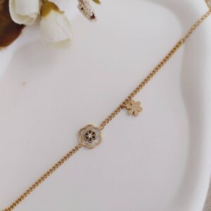 minimal floral charm bracelet