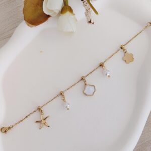 ocean charm pearl drop bracelet