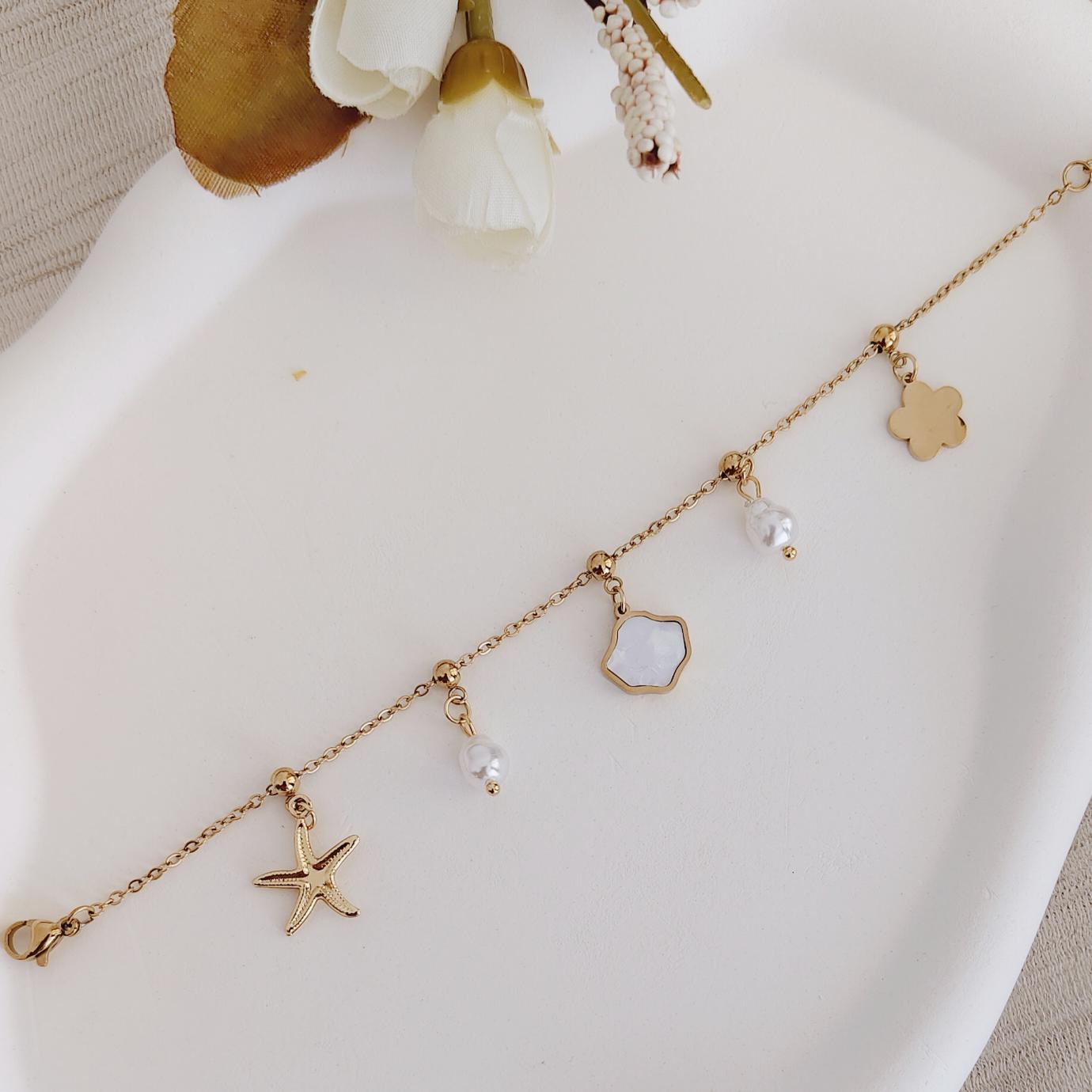 ocean charm pearl drop bracelet ocean charm pearl drop bracelet