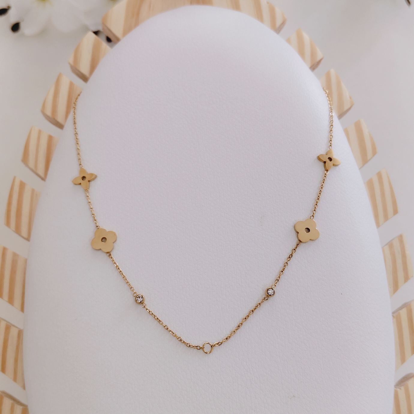 multi clover station necklace multi clover station necklace