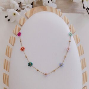 multicolor floral station necklace