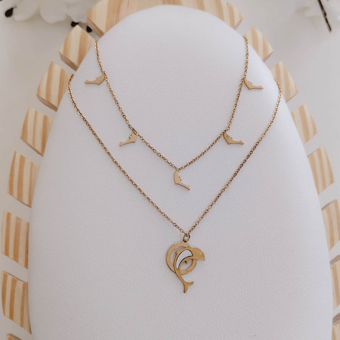 layered dolphin charm necklace layered dolphin charm necklace